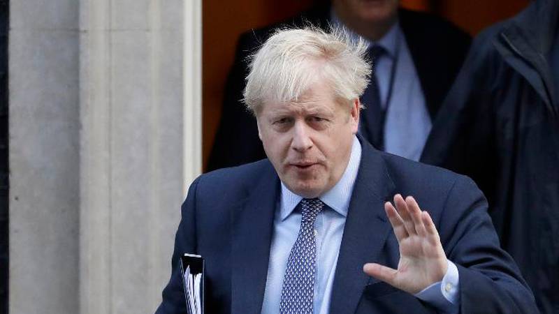 British Prime Minister Boris Johnson leaves 10 Downing Street, to go to the Houses of...