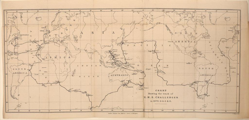 Map showing the track of HMS Challenger