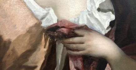 Close up details of hand in Catherine Kerr painting